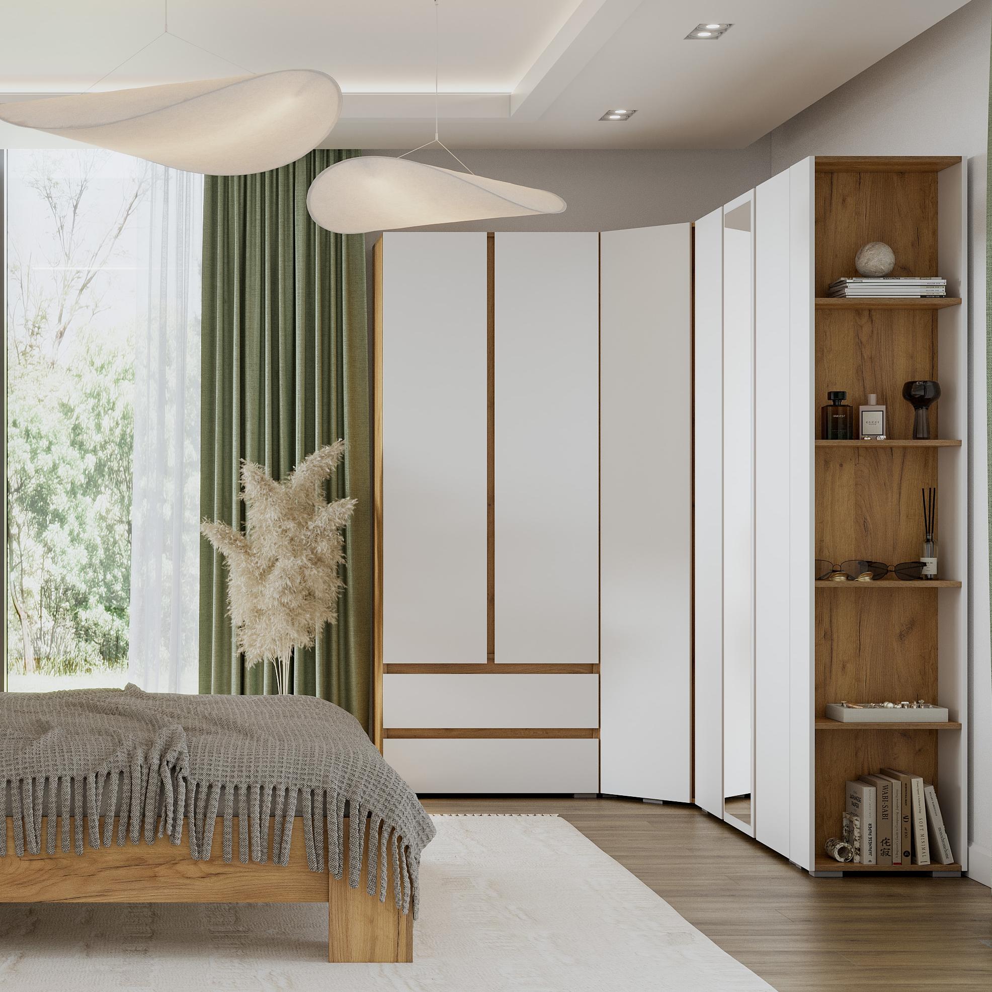 Люмо Шкаф 2-х створчатый ШК 01 800х2100х460 (ДУБ КРАФТ ЗОЛОТО/БЕЛ)