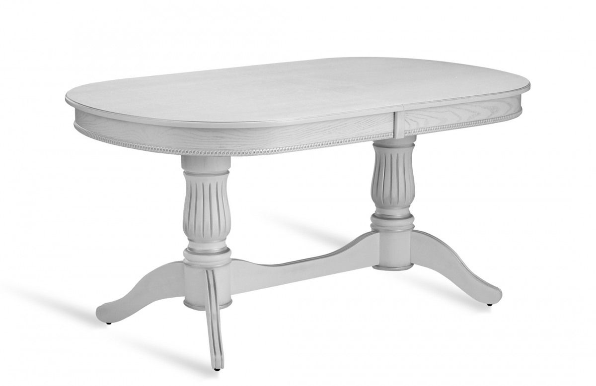 Стол Чарли раздвижной массив бука 160 (200/240)*100 Белая эмаль+патина серебро