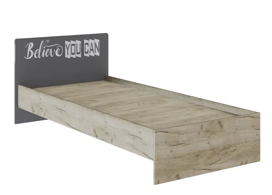 Спальня Колибри Лофт кровать 0,9 дуб крафт серый/графит серый