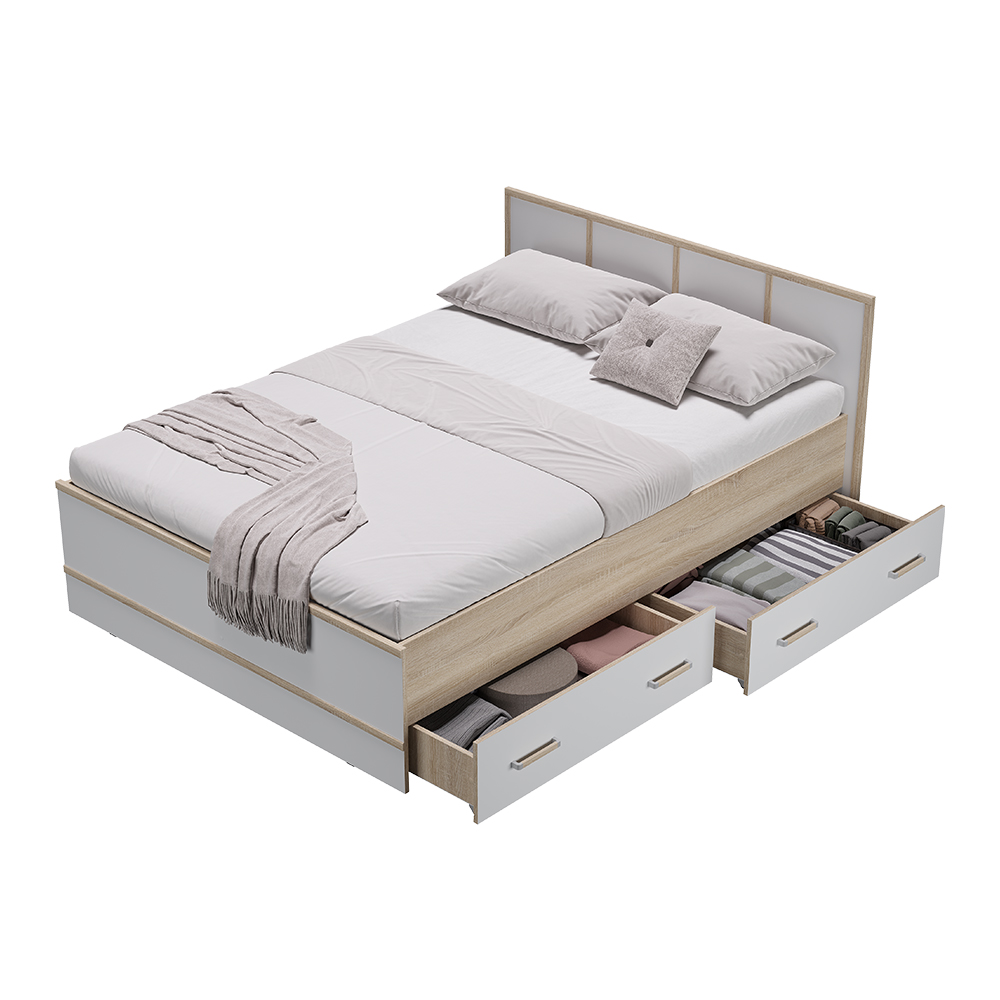 Кровать 1,4 м "Сакура" дуб сонома/белый