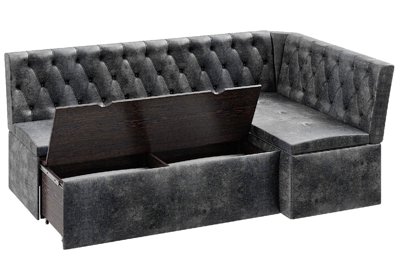 Скамья угловая со спальным местом "Квадро" тип 1 Классик исп.2 - венге/ТК темно-серая