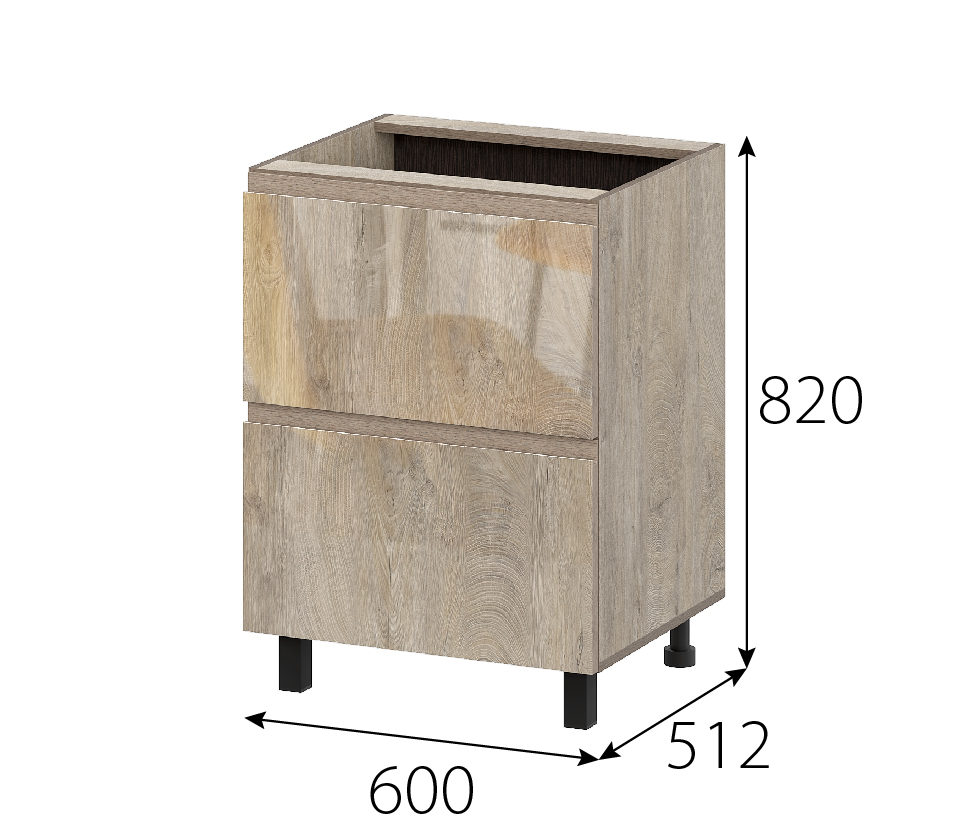 Кухонный гарнитур "Этна" Стол-рабочий 600 (6с2я)