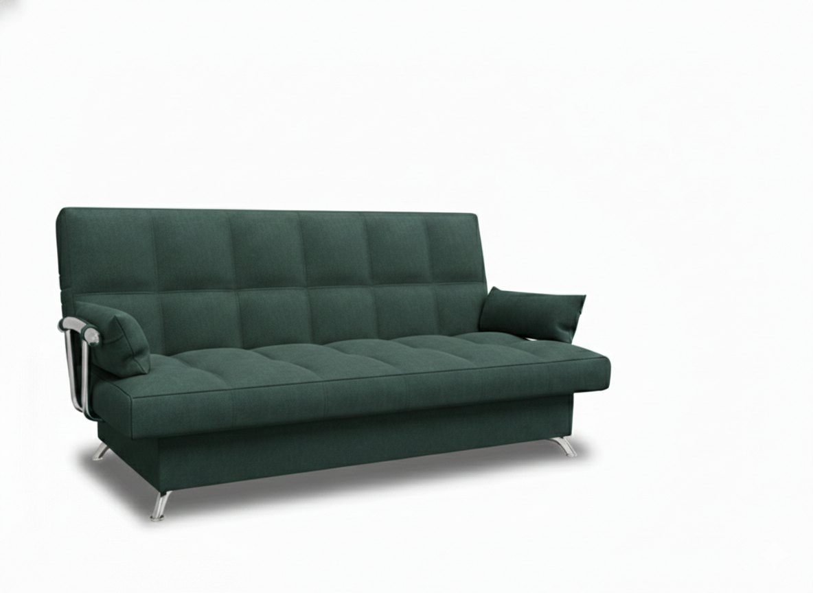 Диван Финка ДК с хром.бок. прямой Тк.SELFIE Dusty Green 2 кат Апогей