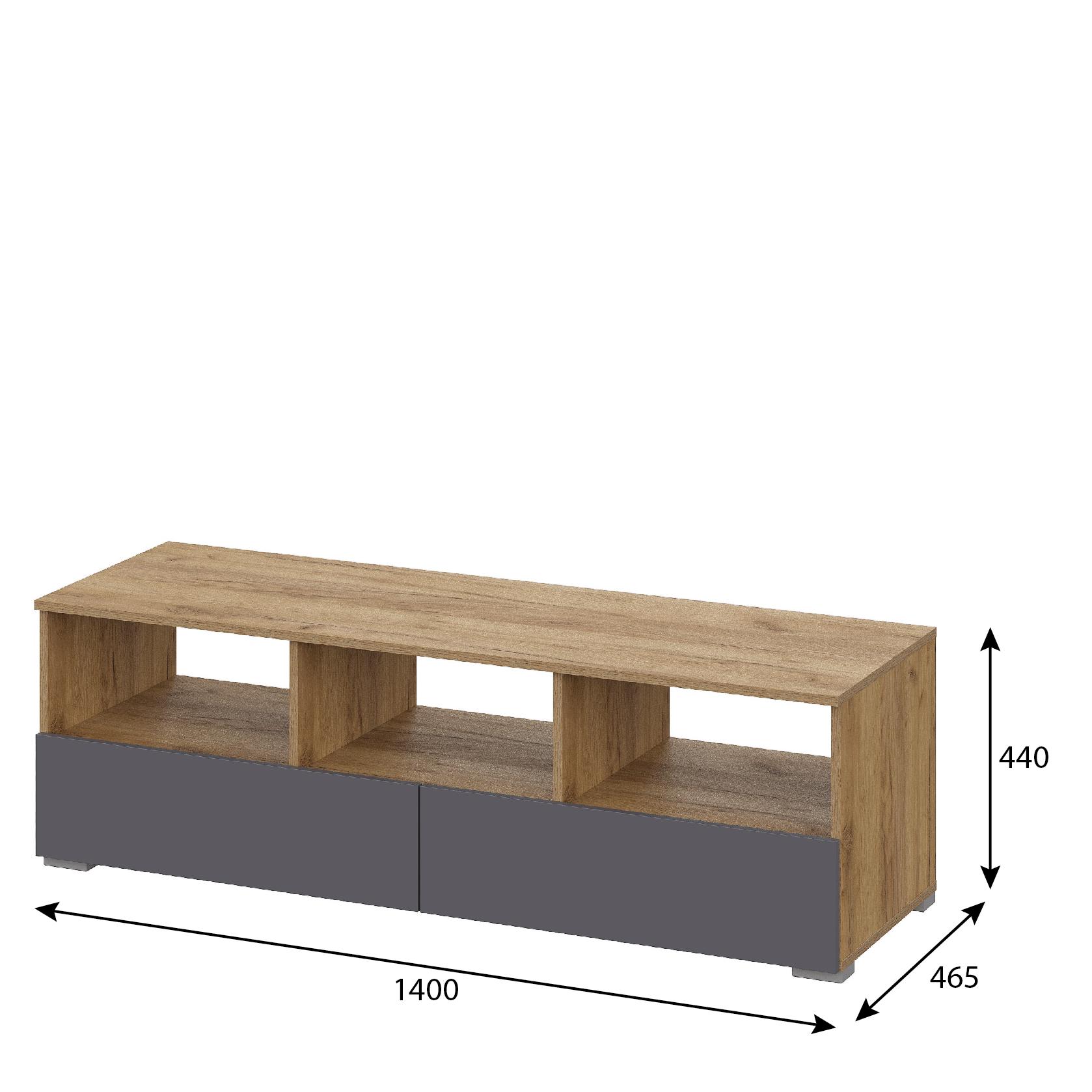 Люмо Тумба ТВ ТБ 02 1402х442х460 (ДУБ КРАФТ ЗОЛОТО/СЕР)