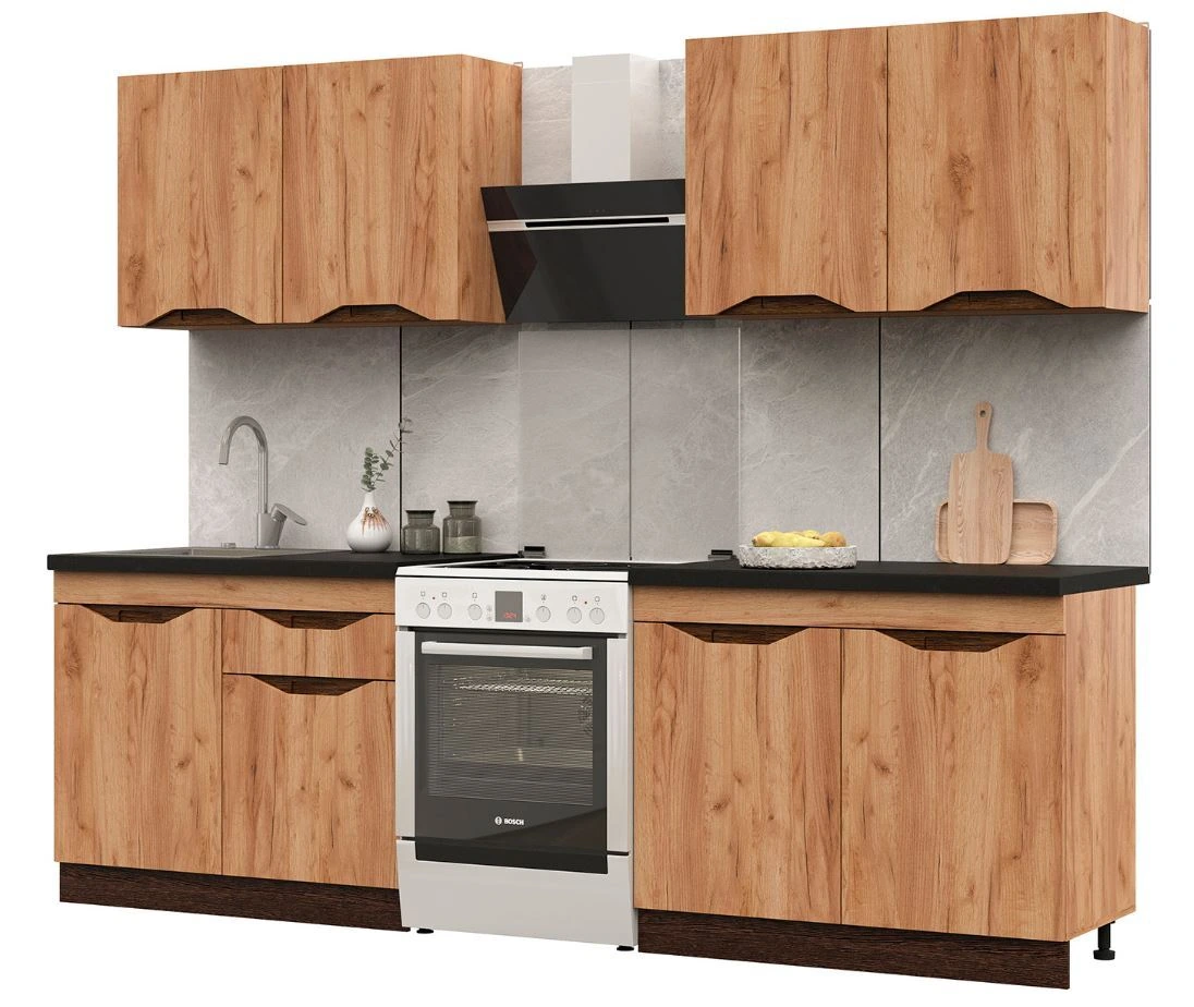 ПАОЛА Кухня 2000х2160х600, ВЕН/КРАФТ ЗОЛ