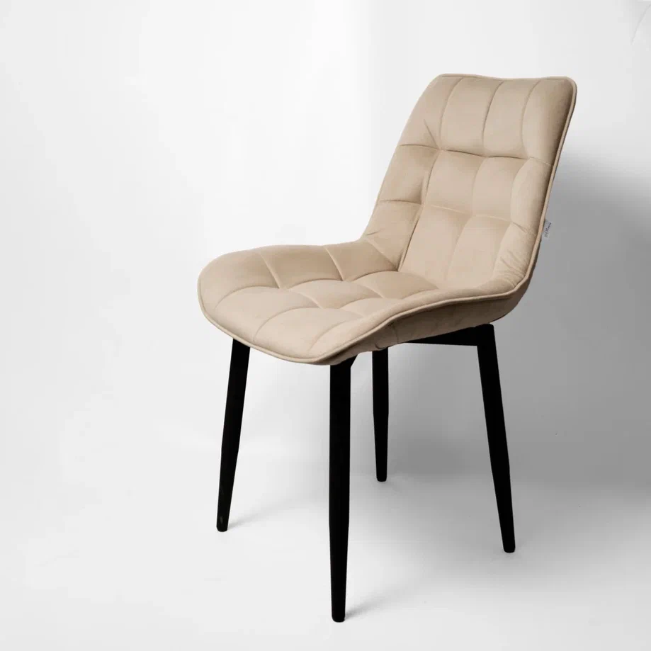 Стул "Бостон" черный матовый (Velutto 07 бежевый)