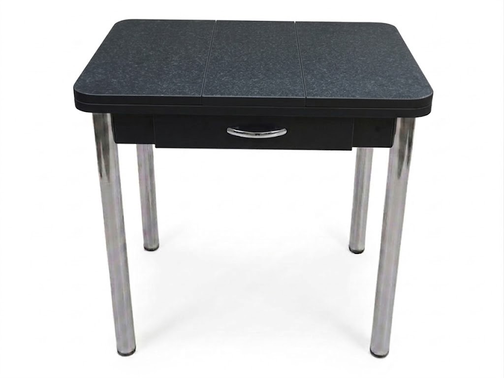 Стол Ломберный с ящ 600*800 (1200) ноги хром Черное Пл.5003ТС Черный иней Висма