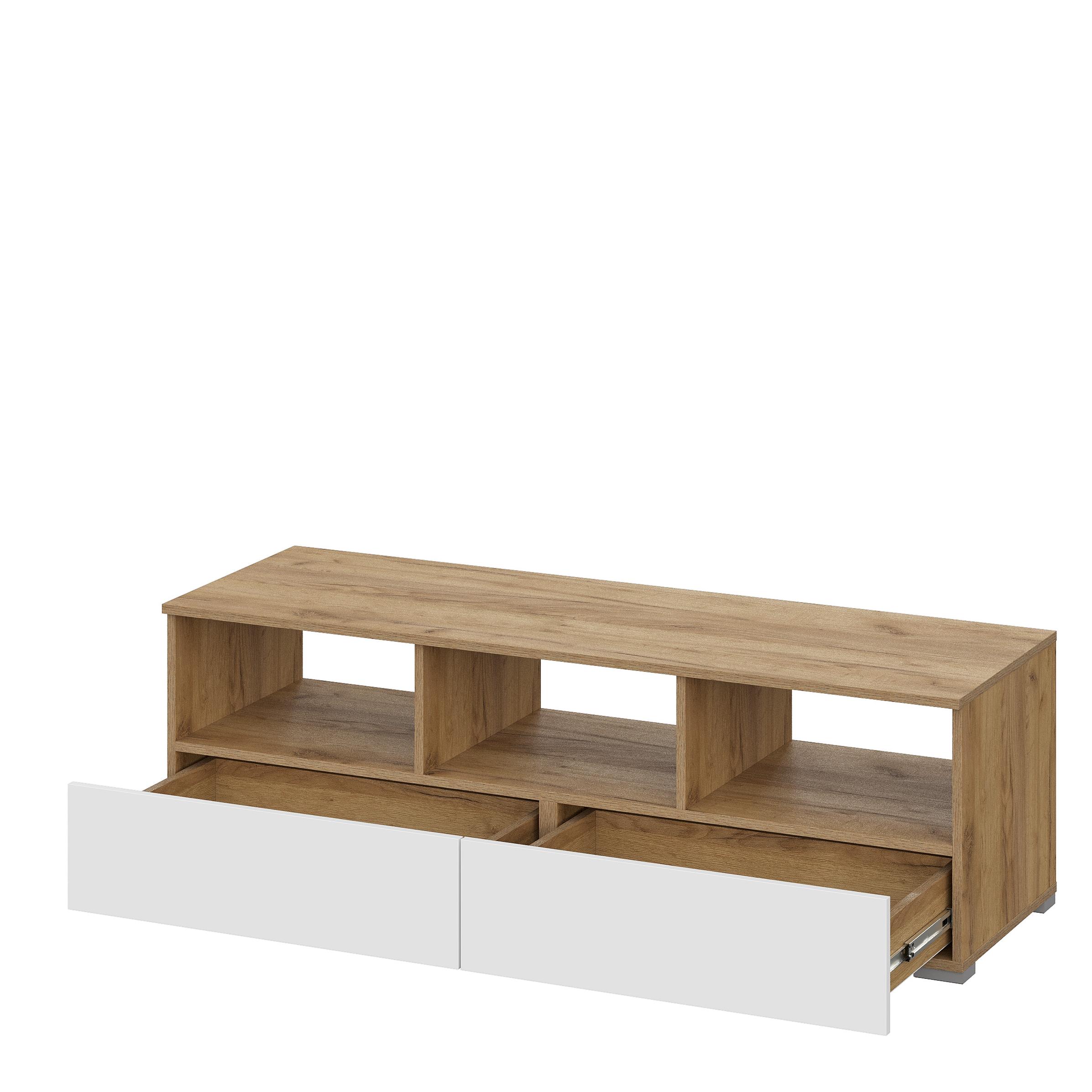 Люмо Тумба ТВ ТБ 02 1402х442х460 (ДУБ КРАФТ ЗОЛОТО/БЕЛ)