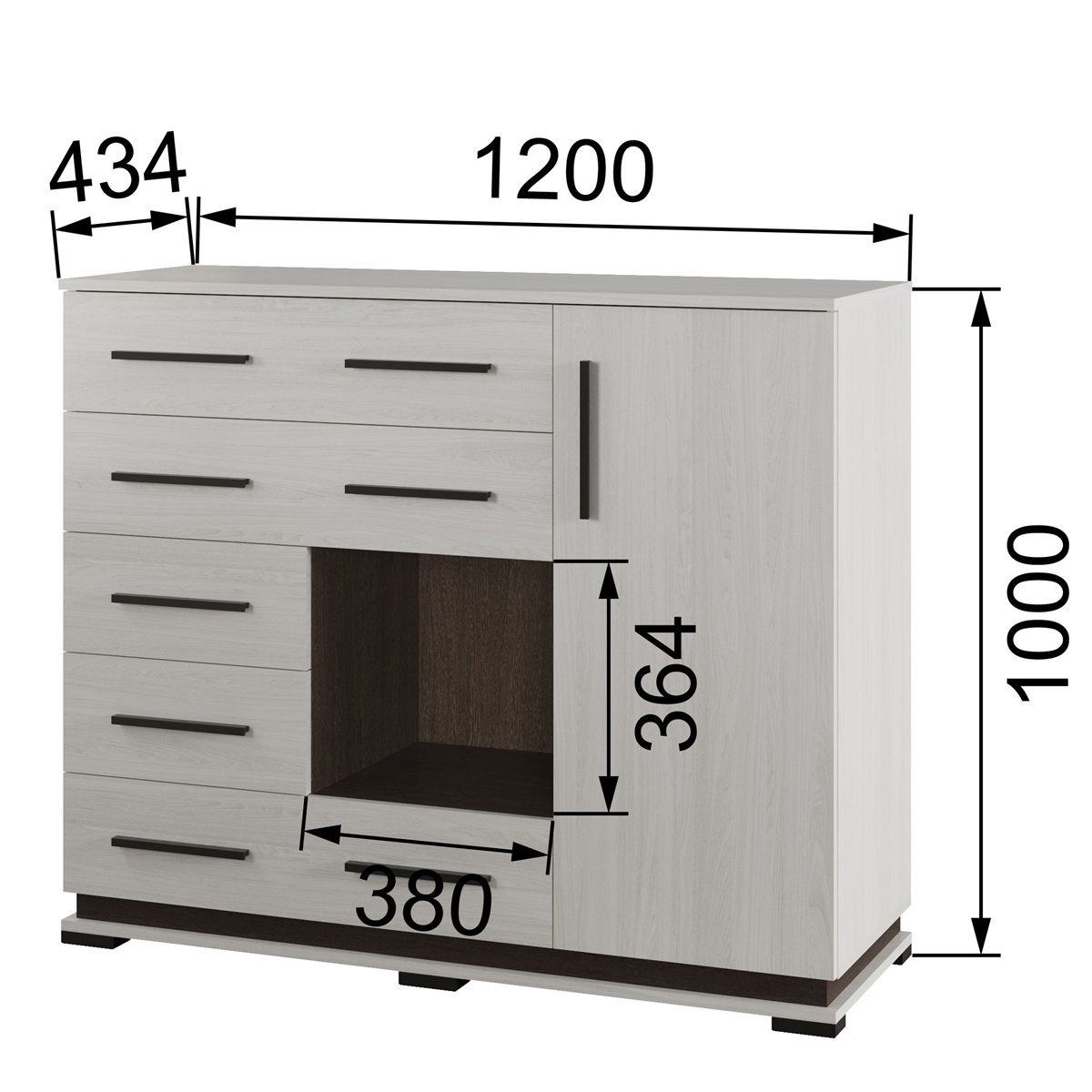 Гостиная Модена комод МК-2 Дуб крафт табачный/Дуб крафт белый