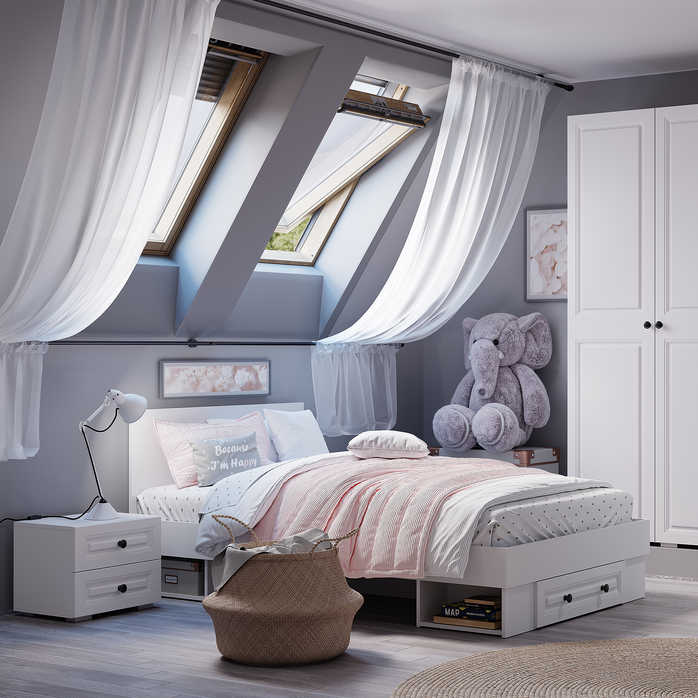 Кровать 0,9 м "Софт" КР-01 (без настила) Белый/Эмаль белая (F26)