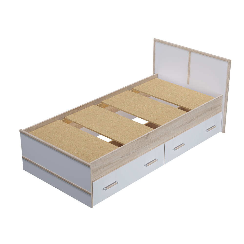 Кровать 0,9 м "Сакура" (дуб сонома/белый)