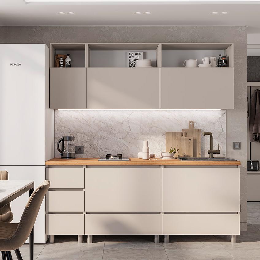 Люмо Кухонный гарнитур со столешницей 2000х2170х600, Кашемир