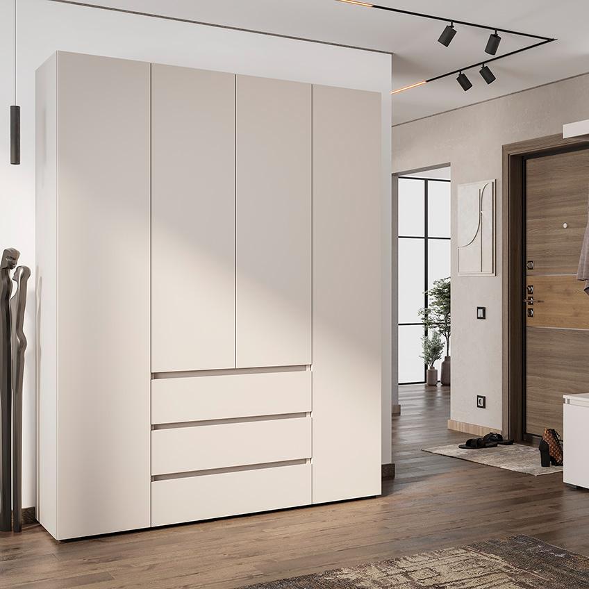 Люмо Шкаф с ящиками 4-х створчатый ШК 05 1600х2100х460 (Кашемир)