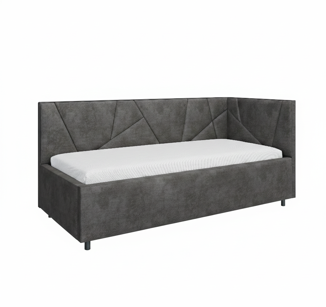 Кровать детская Рица 0,9*2,0 с П.М. левая Тк. SELFIE Grey графит 2 кат  Апогей