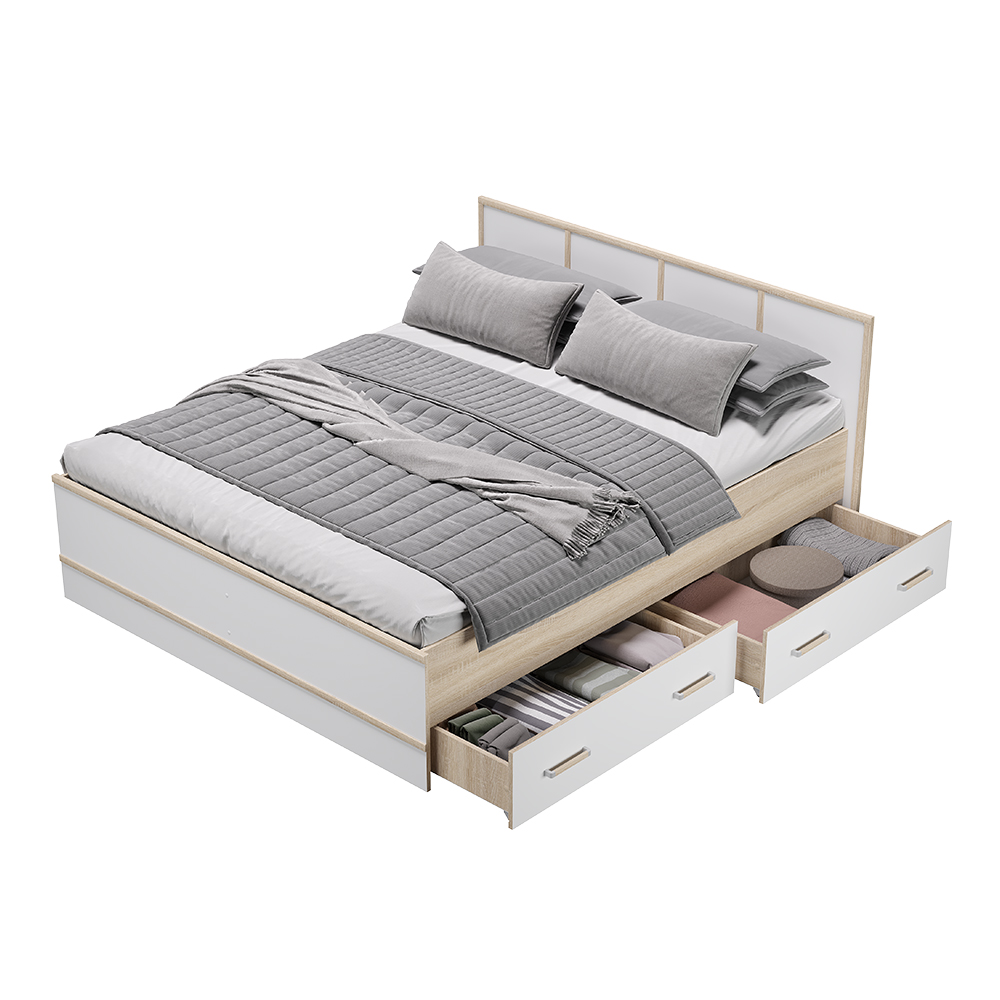 Кровать 1,6 м "Сакура" дуб сонома/белый