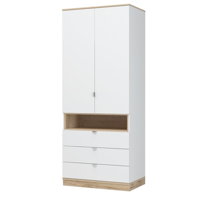 ЮККИ ШК 3Я 900 Шкаф 2х створчатый (900х2200х550) Фасад БЕЛЫЙ/Корпус ДУБ ДЕЛАНО