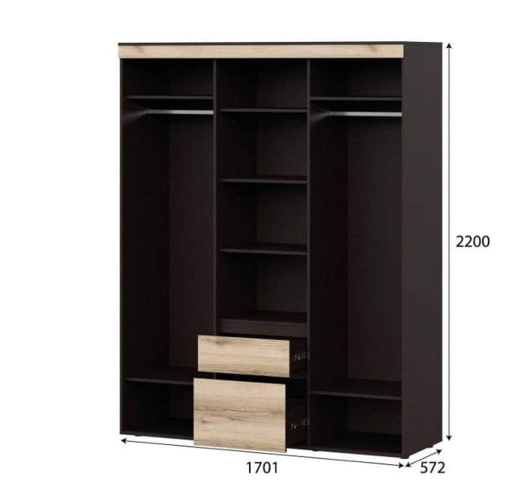 Модульная система "Берген" Вешалка с зеркалом (серия №3) Дуб Делано / Дуб Венге