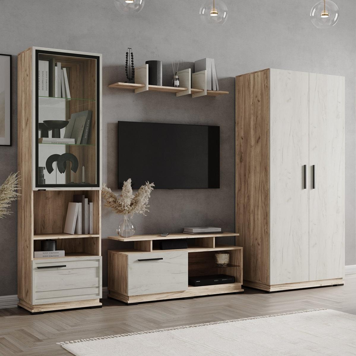 Гостиная Модена навесная полка МН-1 белый/венге