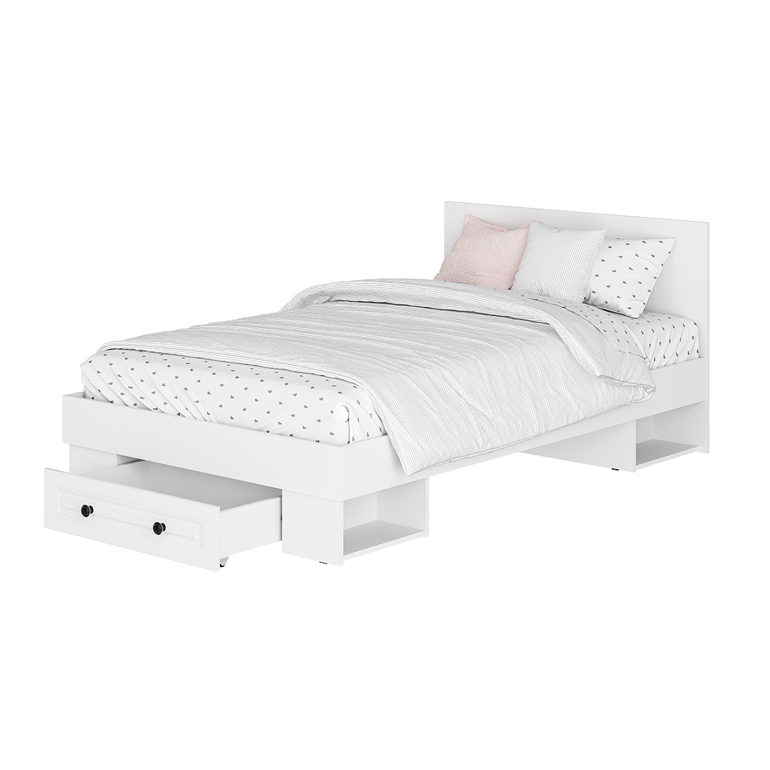 Кровать 1,2 м "Софт" КР-06 (без настила) Белый/Эмаль белая (F26)