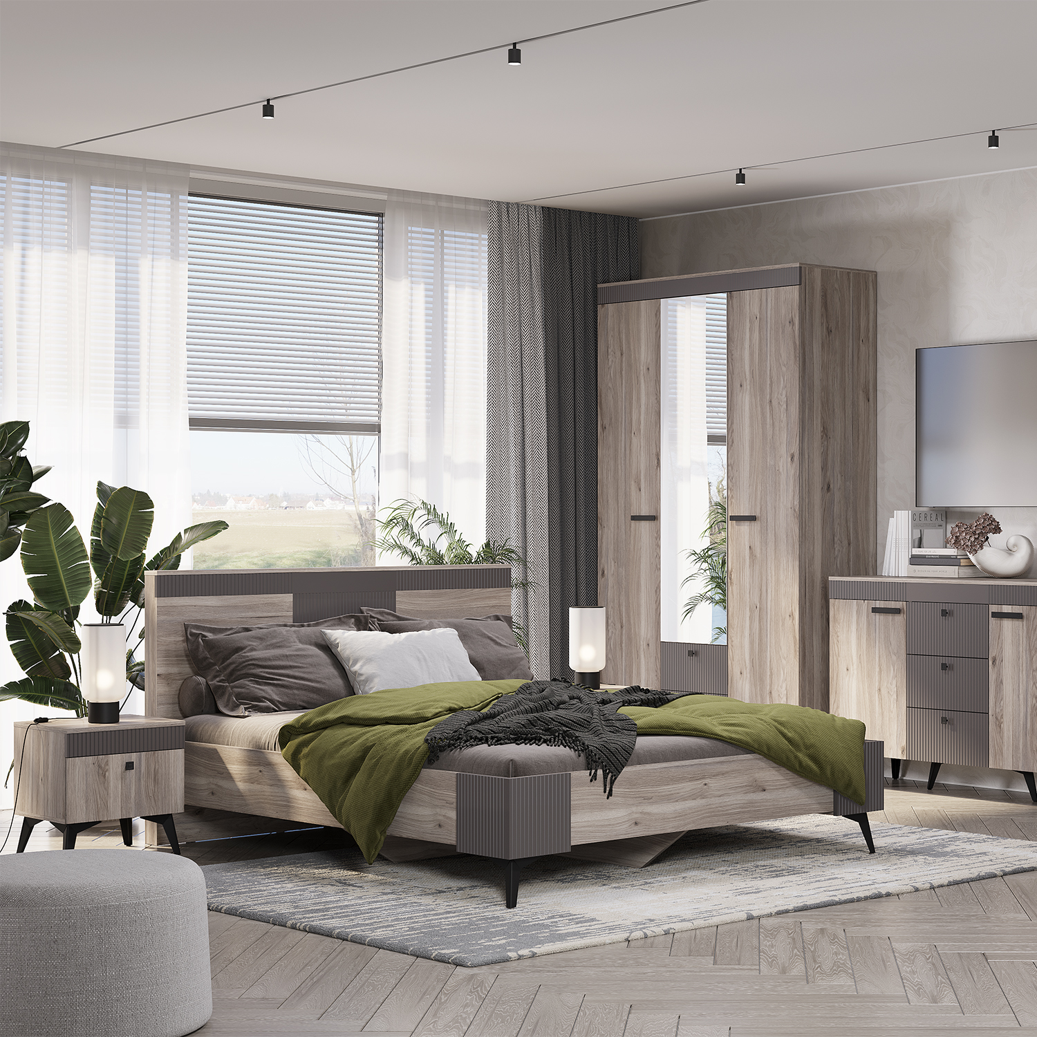 Кровать 1,6 м "Кассандра" КР-19 Дуб смоки/MF14