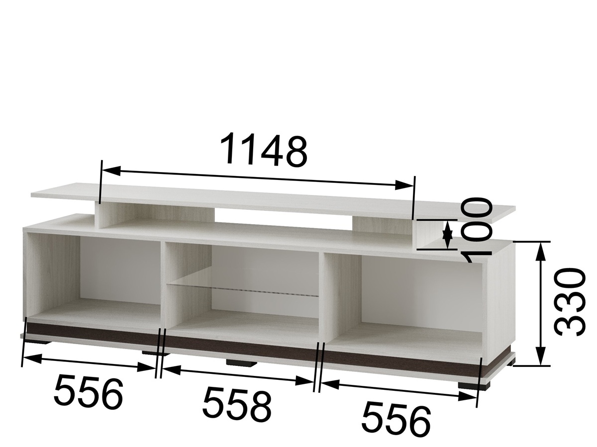 Гостиная Модена тумба ТВ МТ-2 Дуб крафт табачный/Дуб крафт белый