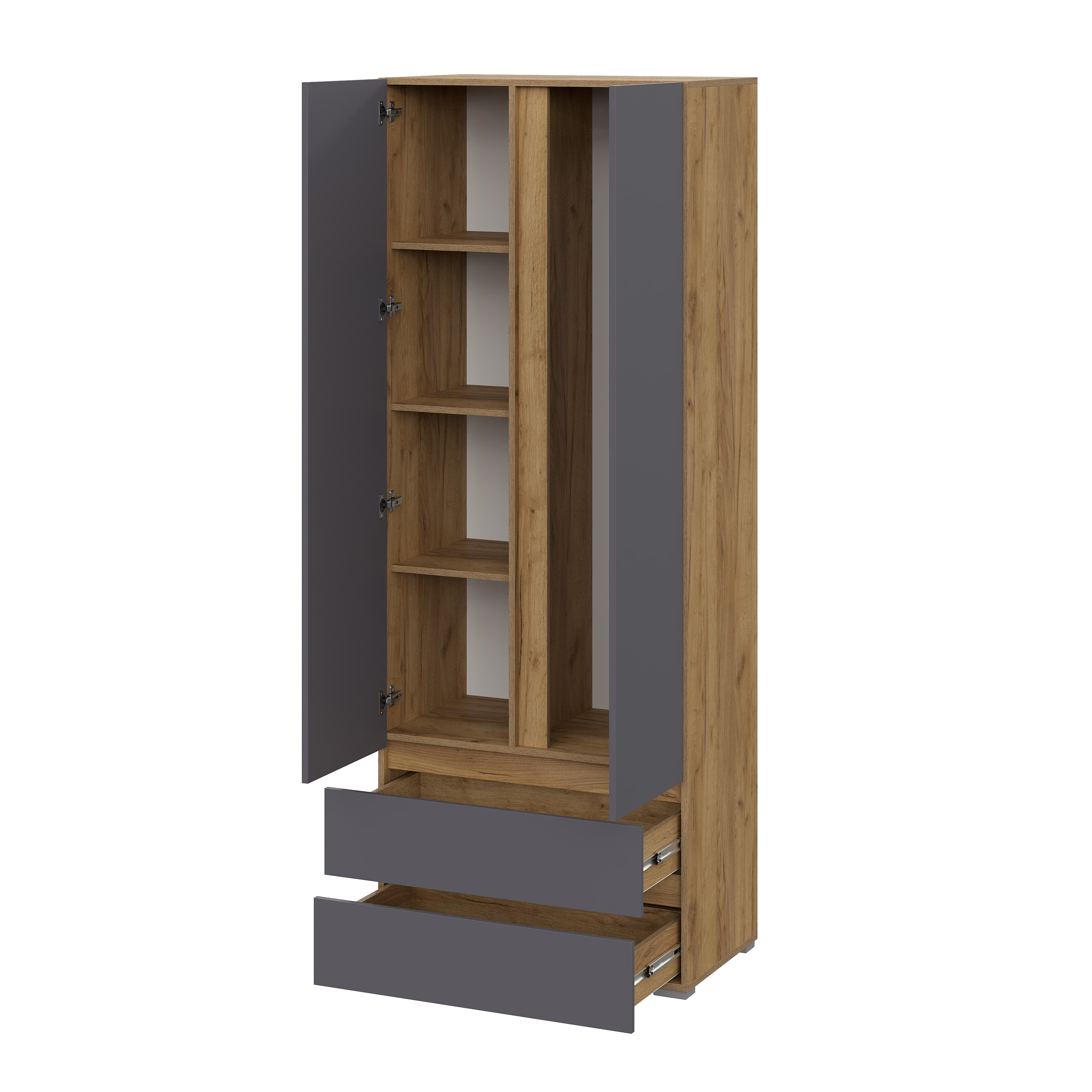 Люмо Шкаф 2-х створчатый ШК 01 800х2100х460 (ДУБ КРАФТ ЗОЛОТО/СЕР)