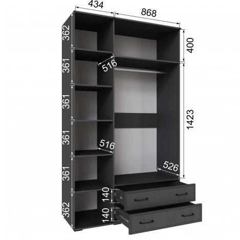 Шкаф Нельсон НШ-23 с зеркалом графит серый