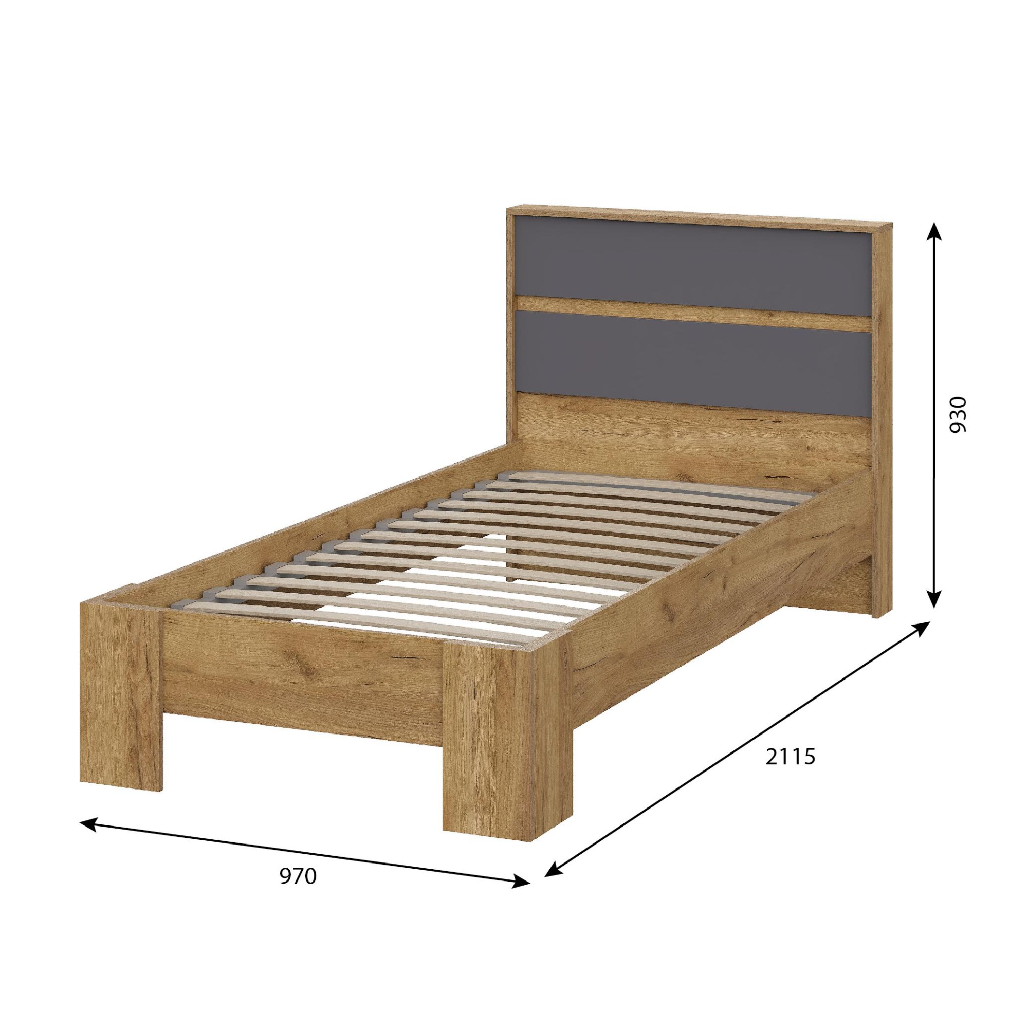 Люмо Кровать КР 01 970х928х2114 (ДУБ КРАФТ ЗОЛОТО/СЕР)