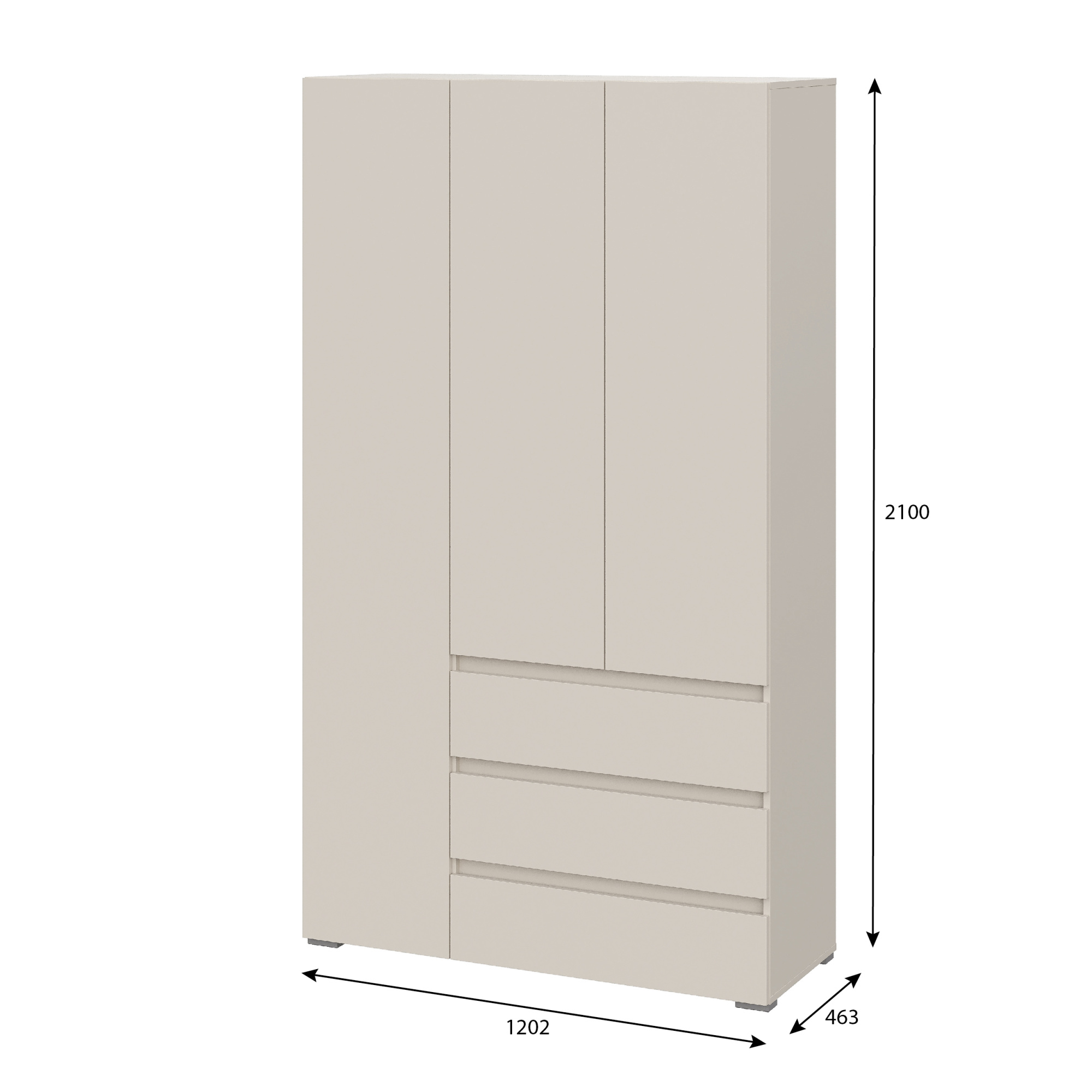 Люмо Шкаф с ящиками 3-х створчатый ШК 06 1200х2100х460 (Кашемир)