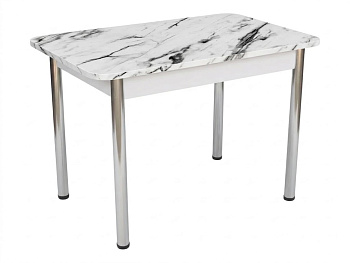 Стол Прямоугольный нераздвижной 1200*800 ноги хром Белое Пл.188 мрамор крестола Висма