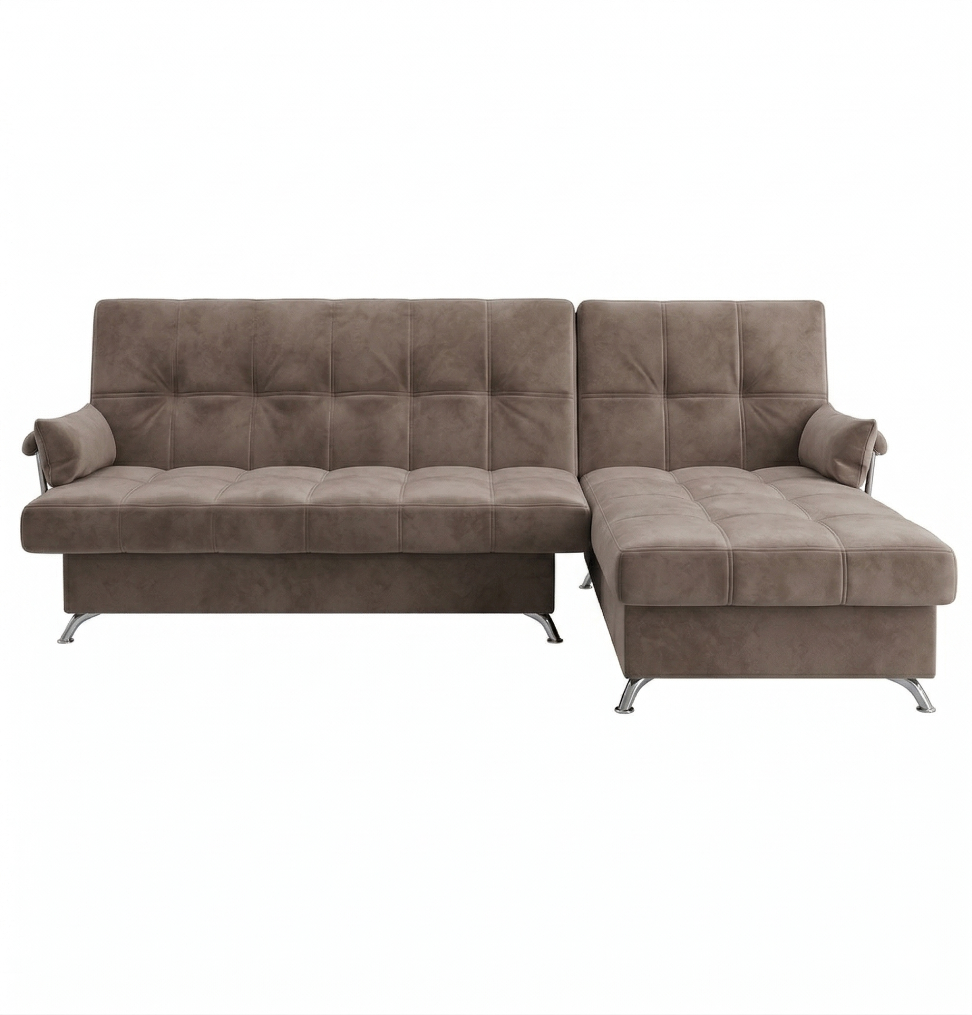 Диван угловой Финка ДКУ с хром бок. Тк.LAGOS 104 шоколад 4 кат Апогей