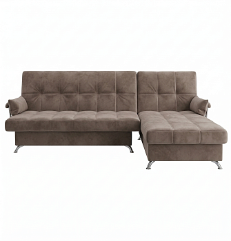 Диван угловой Финка ДКУ с хром бок. Тк.LAGOS 104 шоколад 4 кат Апогей
