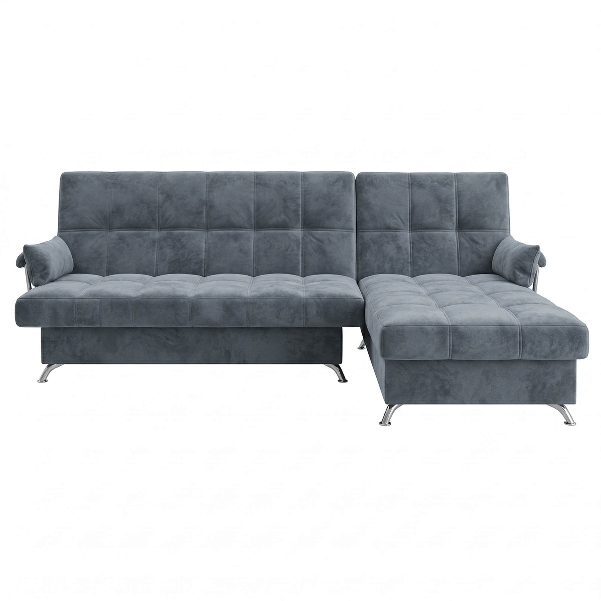 Диван угловой Финка ДКУ с хром бок. Тк.Sensey Ultimate Grey 3 кат Апогей