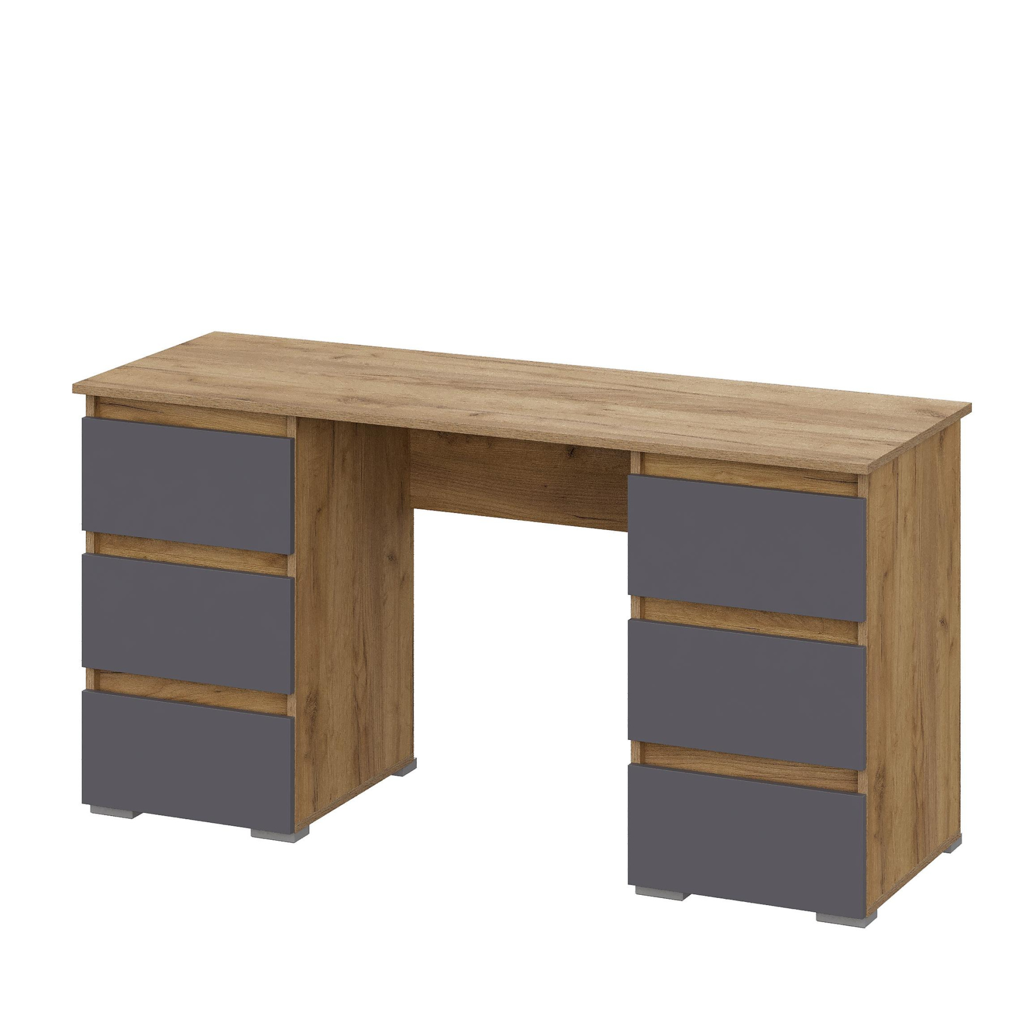 Люмо Стол с ящиками ПС 02 1420х730х500 (ДУБ КРАФТ ЗОЛОТО/СЕР)