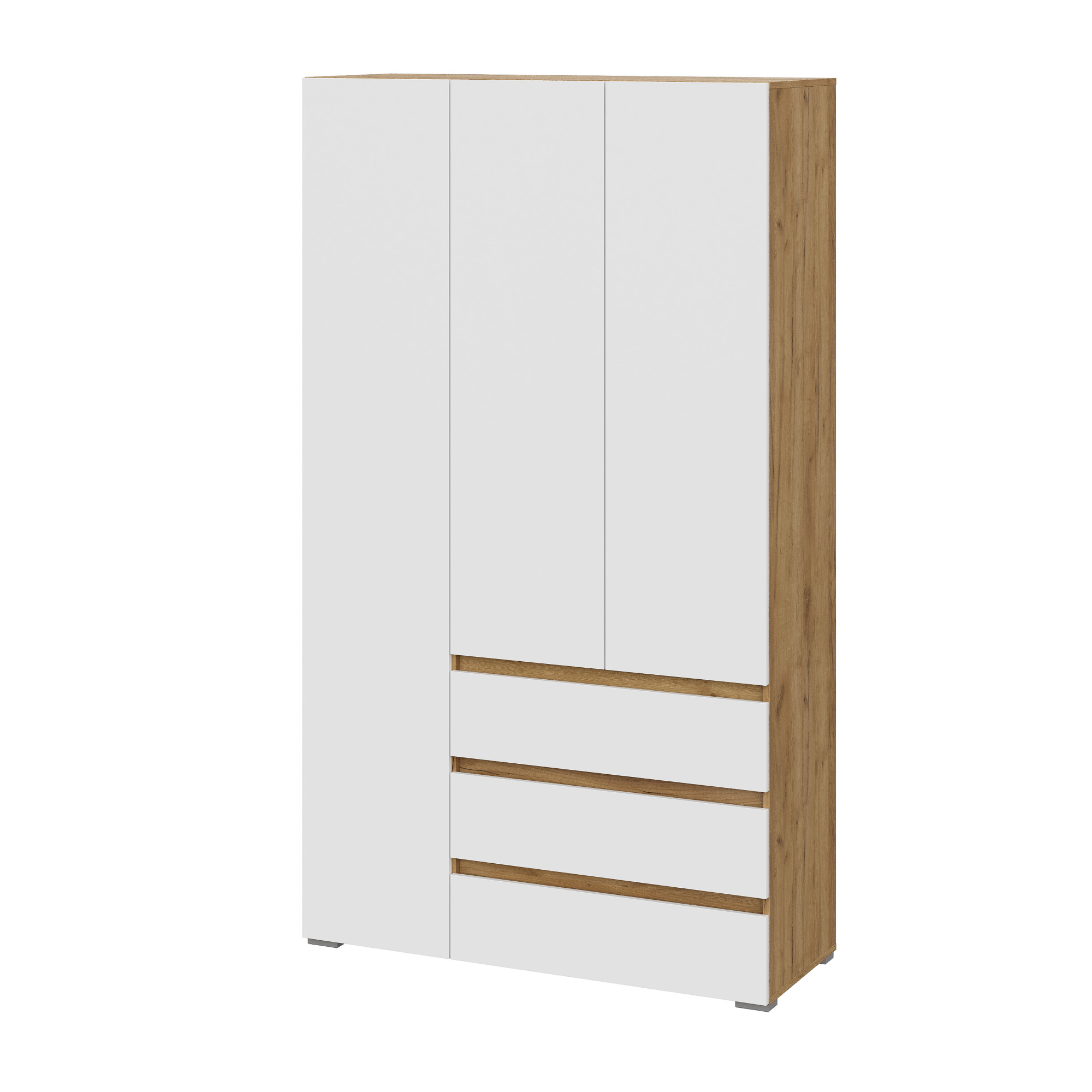 Люмо Шкаф с ящиками 3-х створчатый ШК 06 1200х2100х460 (ДУБ КРАФТ ЗОЛОТО/БЕЛ)