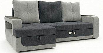 Диван угловой Лотос 2ДКУ левый Тк.Боска VL-1912-26 графит + Боска VL-1912-23 серебристо-серый 1 кат