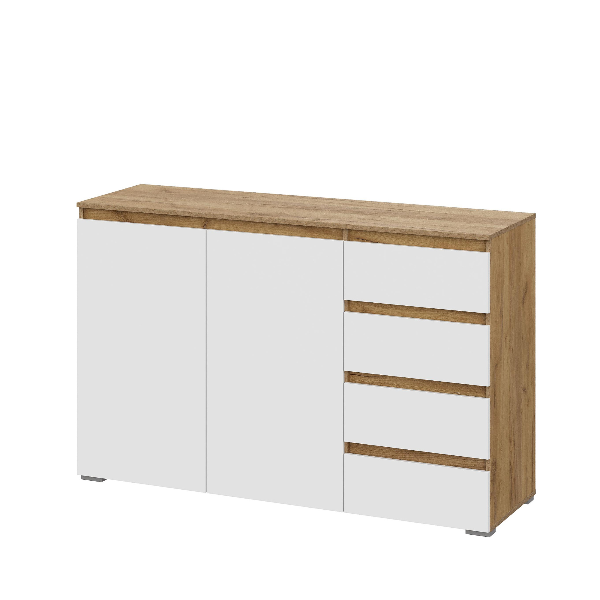 Люмо Комод КМ 06 (4 фасада справа) 1502х958х460 (ДУБ КРАФТ ЗОЛОТО/БЕЛ)