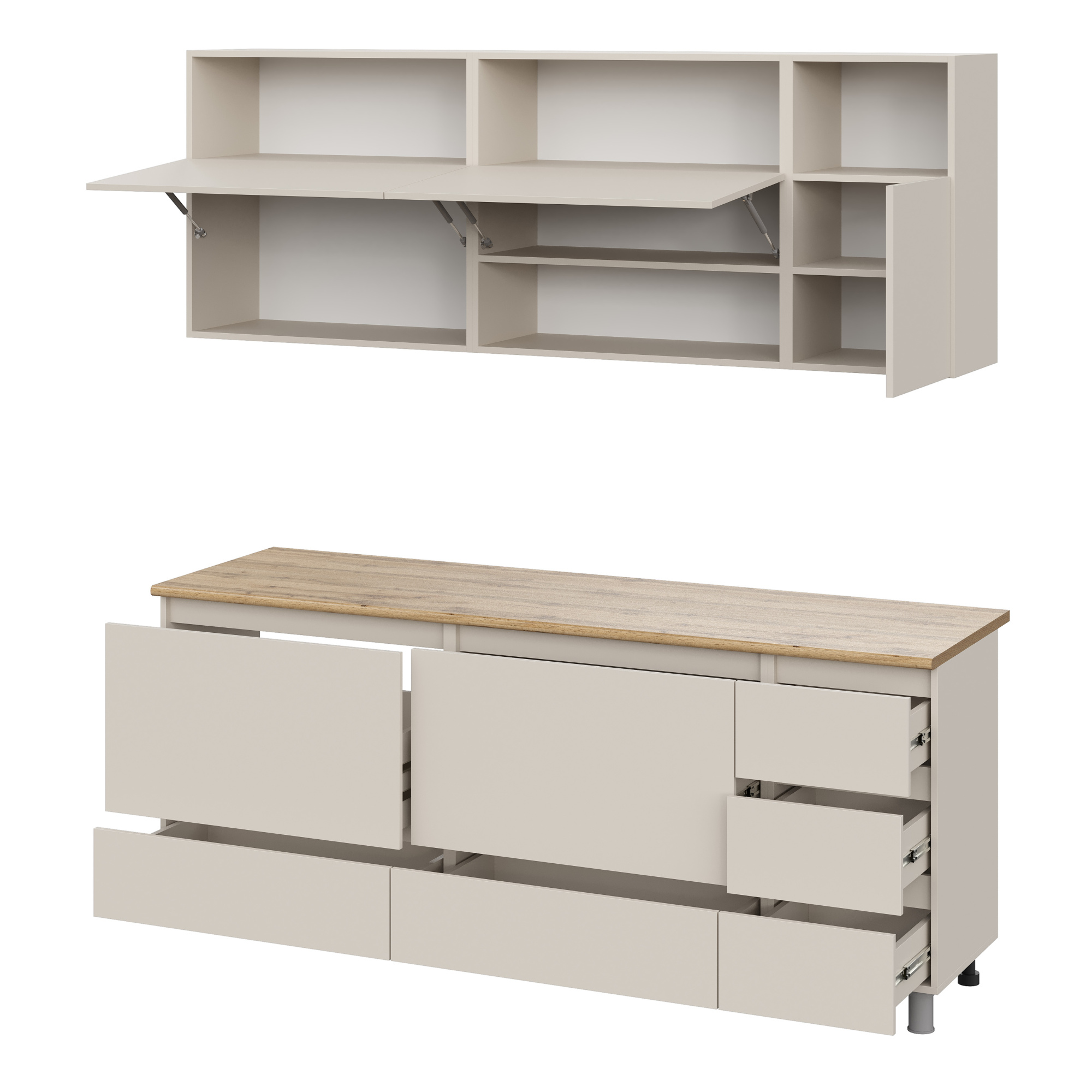 Люмо Кухонный гарнитур со столешницей 2000х2170х600, Кашемир