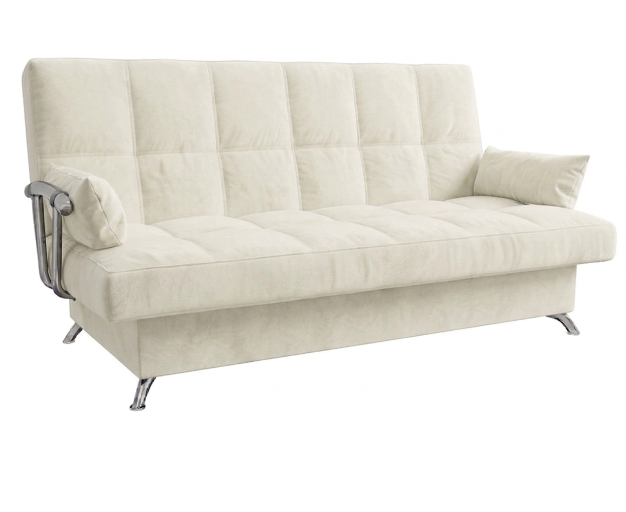 Диван Финка ДК с хром.бок. прямой Тк.CONNECT 01 UNIQ молочный 1 кат Апогей