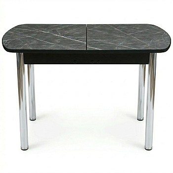 Стол Европейский раздвижной 1200(1500)*800 ноги хром Черное Пл.3102 Черный тунис Висма