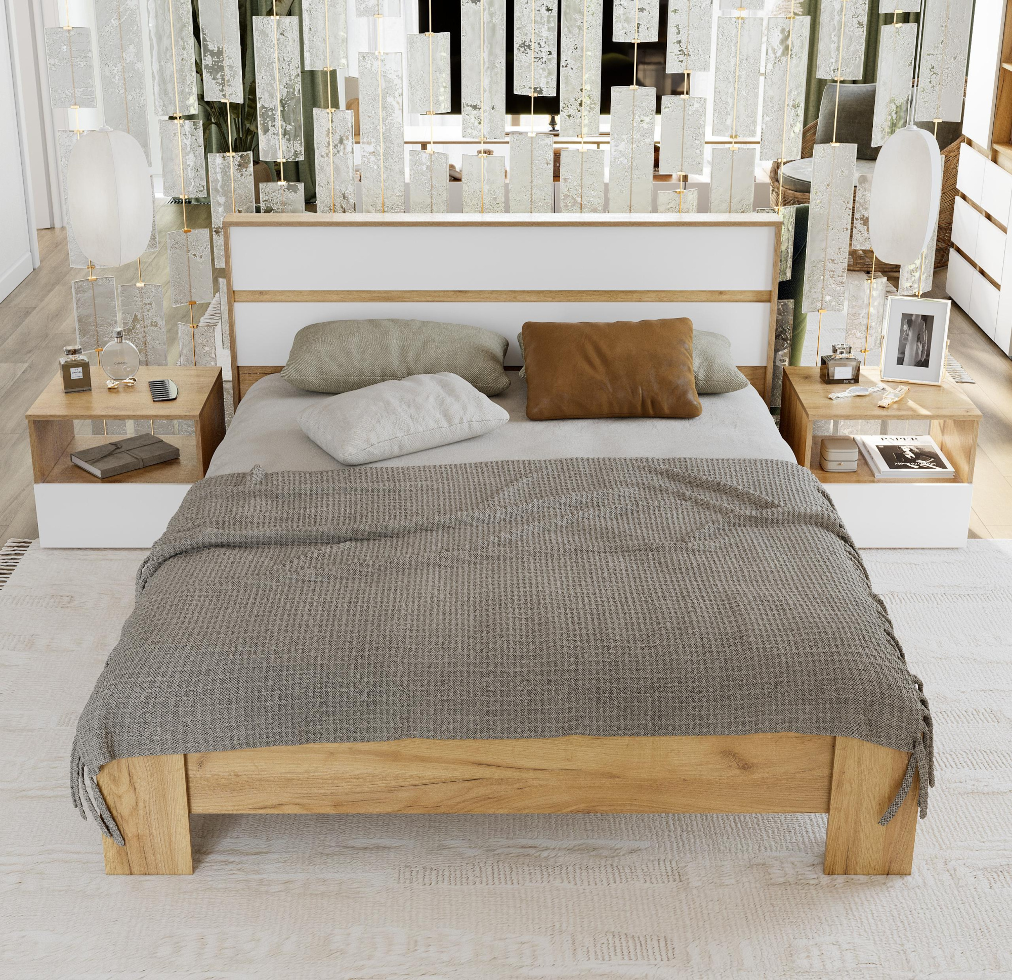 Люмо Тумба прикроватная ТБ 01 504х442х460 (ДУБ КРАФТ ЗОЛОТО/БЕЛ)