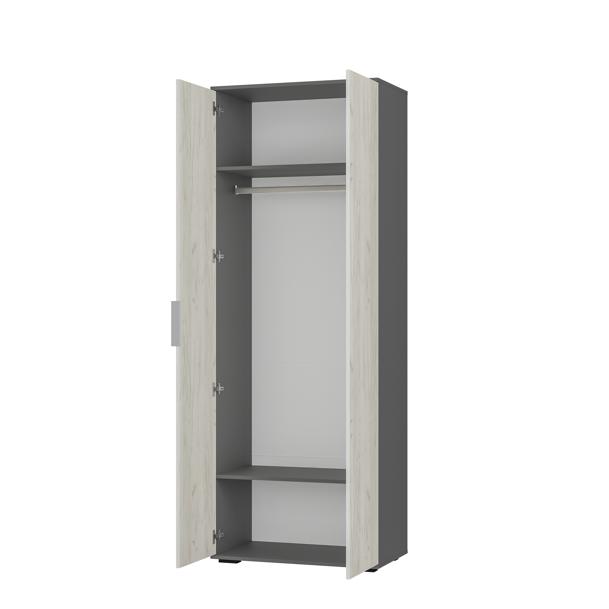 Шкаф "Плаза" ШК-04 Графит/Дуб крафт белый