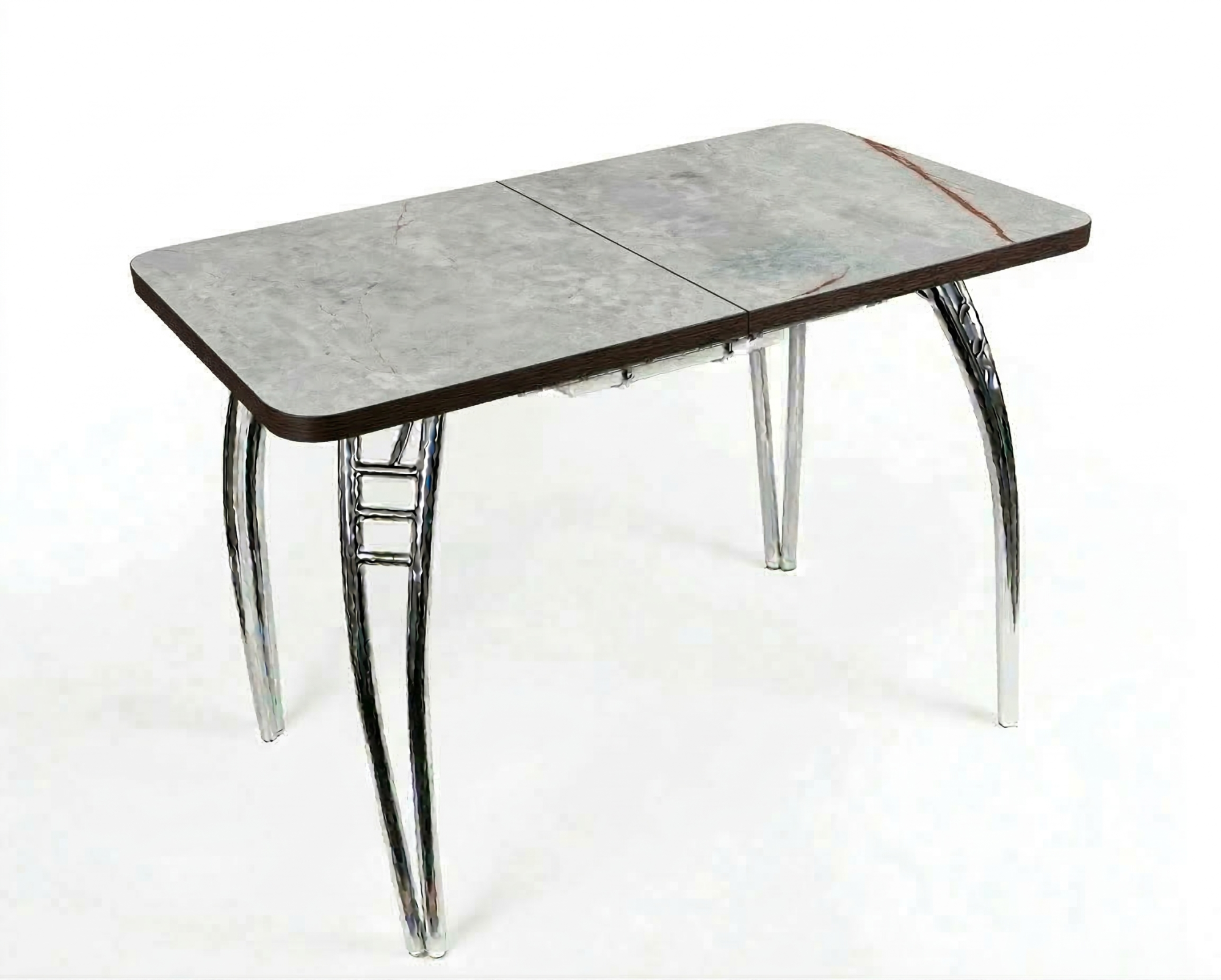 Стол Паук цельносварной раздв. БАБОЧКА 300мм (хром) кромка Венге/Пл.Серый Каспий