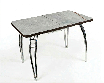 Стол Паук цельносварной раздв. БАБОЧКА 300мм (хром) кромка Венге/Пл.Серый Каспий