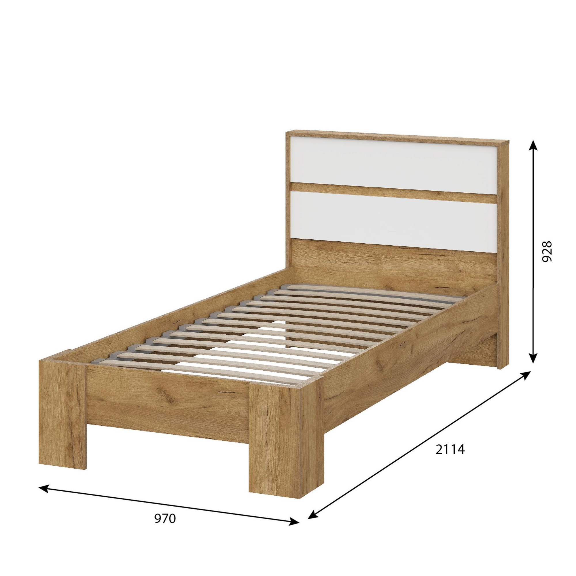 Люмо Кровать КР 01 970х928х2114 (ДУБ КРАФТ ЗОЛОТО/БЕЛ)