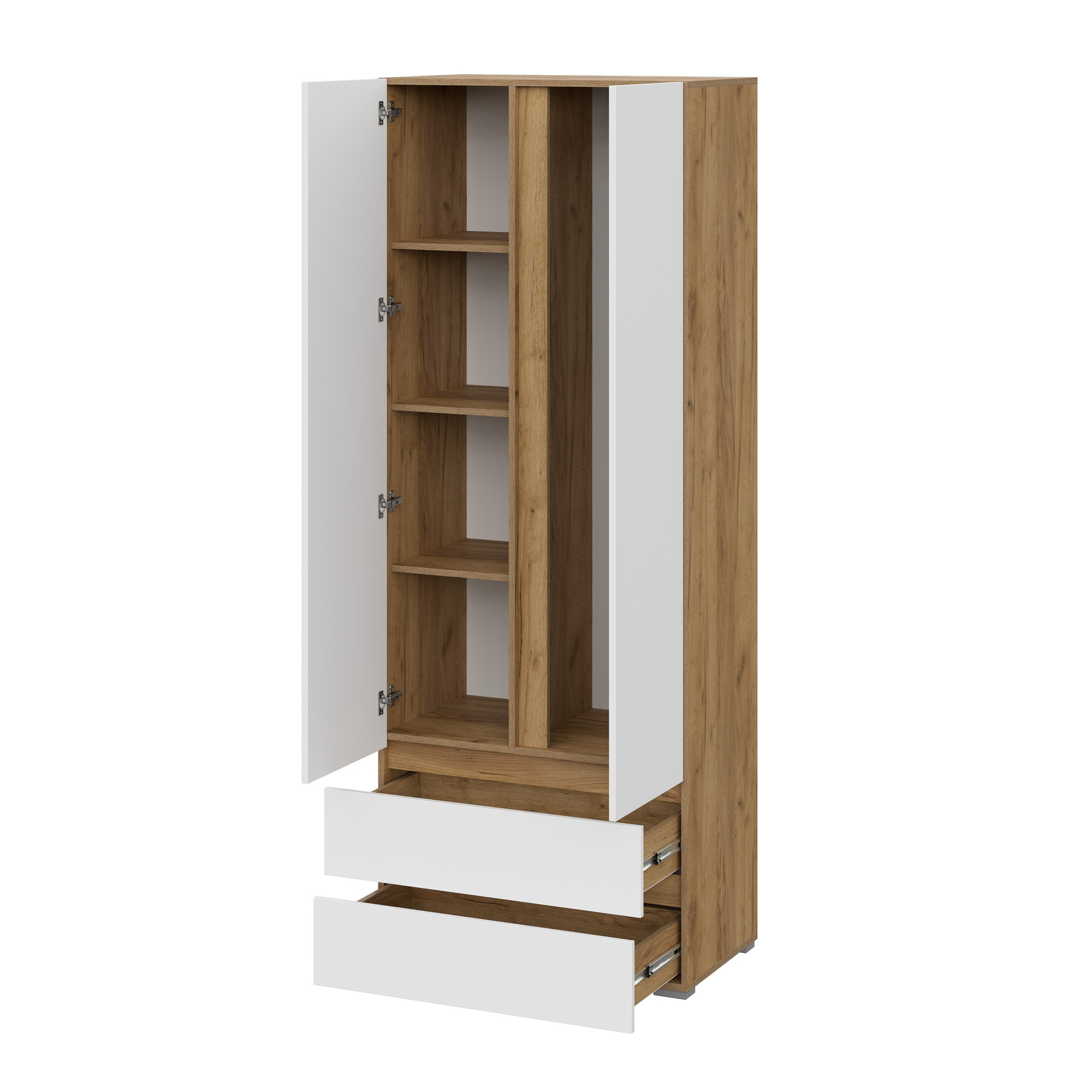 Люмо Шкаф 2-х створчатый ШК 01 800х2100х460 (ДУБ КРАФТ ЗОЛОТО/БЕЛ)