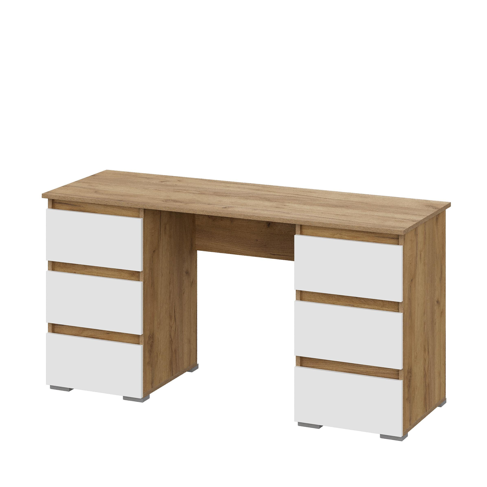 Люмо Стол с ящиками ПС 02 1420х730х500 (ДУБ КРАФТ ЗОЛОТО/БЕЛ)