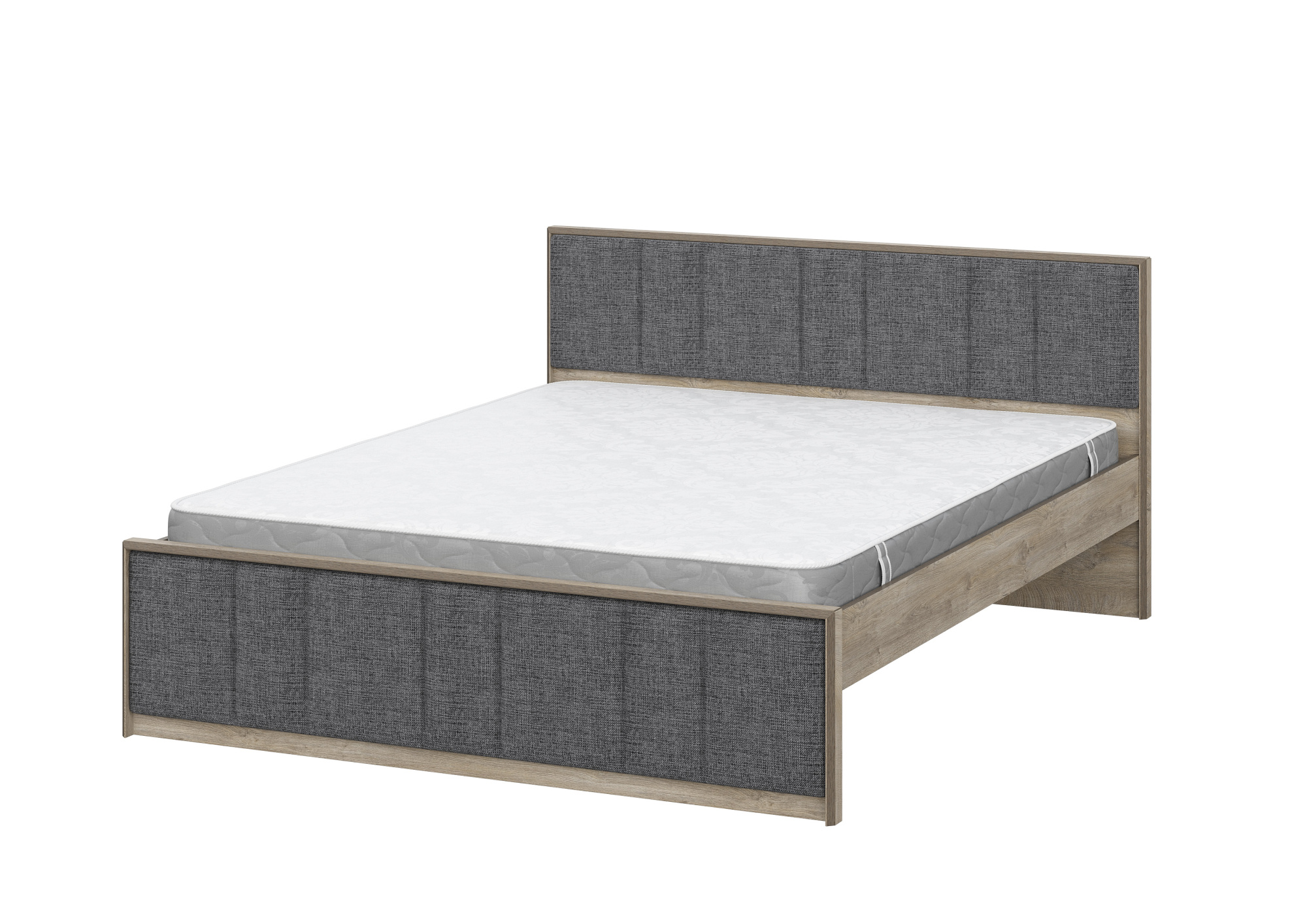 Модульная система "Этна"  Кровать 1600 АБ (Дуб Эндгрейн/Белый гладкий)