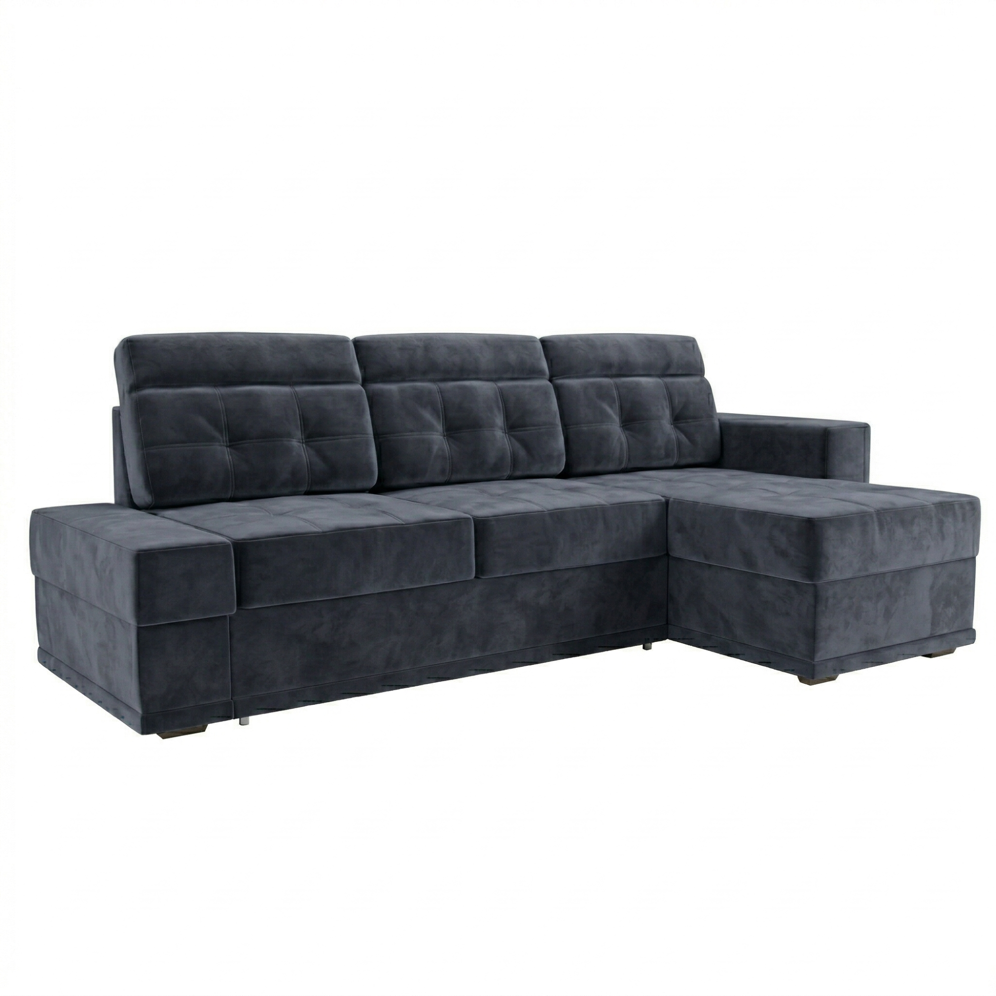 Диван угловой Мартин ДКУ-О с оттоманкой Тк.SELFIE Steel 2 кат Апогей