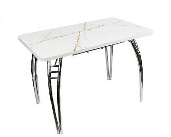 Стол Паук цельносварной раздв. БАБОЧКА 300мм (хром) Пл.Белый Каспий